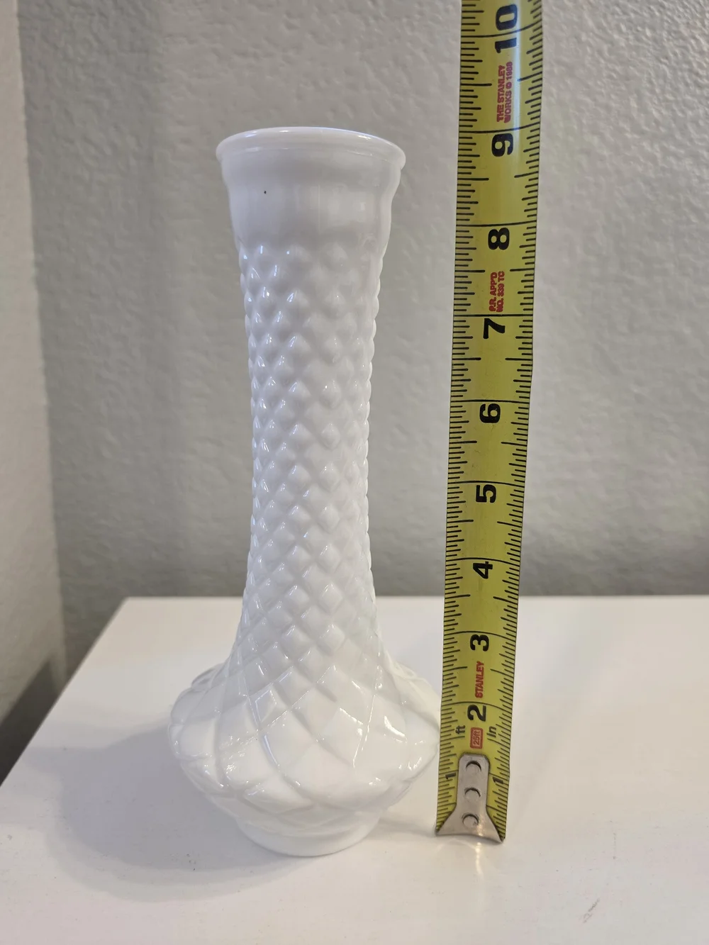 White Milk Glass Textured Glass Bud Vase - Unbranded